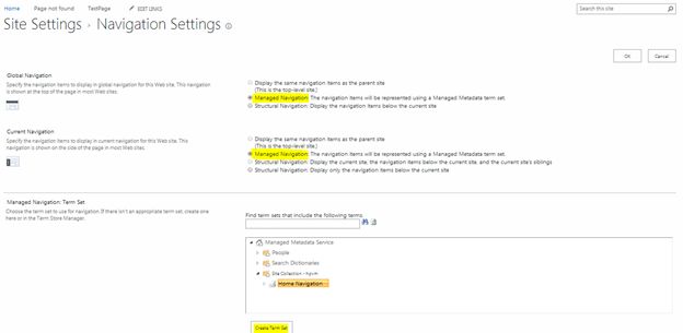 Managed Navigation link